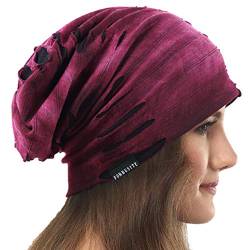 VECRY Damen Slouchy Mütze Dünne Sommer Schädelkappe Turban Sanft Schlafen Chemo Strickmützen (A Rotwein) von VECRY