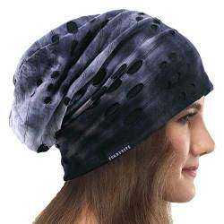 VECRY Damen Slouchy Mütze Dünne Sommer Schädelkappe Turban Sanft Schlafen Chemo Strickmützen (B Grau) von VECRY