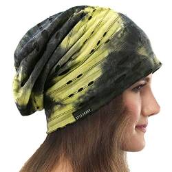 VECRY Damen Slouchy Mütze Dünne Sommer Schädelkappe Turban Sanft Schlafen Chemo Strickmützen (B Grün) von VECRY