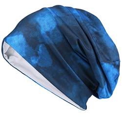 VECRY Herren Jersey Slouch Mütze Sommer Skullcap (Reversibel Blau, Dünn Cool) von VECRY