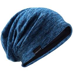 VECRY Herren Lässige Mütze Strickmütze Schädeldecke Lange Gefütterte Winter Sommer Hüte, M, Blau von VECRY