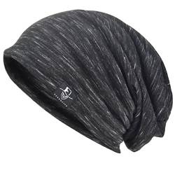 VECRY Herren Slouch Hollow Mütze Thin Sommer Cap Strickmützen Beanie Skullcap (Multi-Schwarz) von VECRY