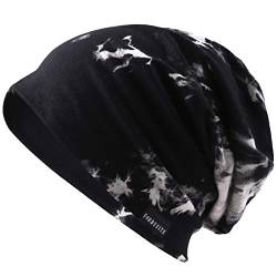 VECRY Herren Slouch Hollow Mütze Thin Sommer Cap Strickmützen Beanie Skullcap (Tinte-Schwarz) von VECRY