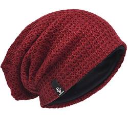 VECRY Herren Slouchy Mütze Strickmützen Rasta Skull Cap Sommer Winter Sackmütze , M, Rotwein von VECRY