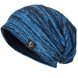VECRY Herren Slouchy Stricken Übergroße Beanie Skull Caps Künstlerische Hüte (Blau) von VECRY