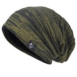 VECRY Herren Slouchy Stricken Übergroße Beanie Skull Caps Künstlerische Hüte (Grün) von VECRY