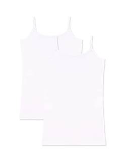 VEDATS 2er-Pack Damen Modal Unterhemd Spaghettiträger Verstellbar Extralang (S, Weiß) von VEDATS