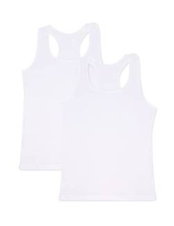 VEDATS 2er-Pack Damen Sportshirt Tank Top Racerback Unterhemd (L, Weiß) von VEDATS