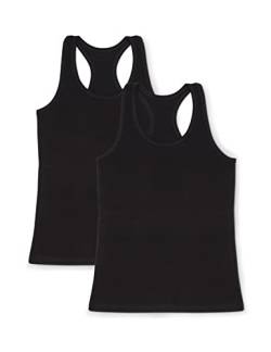 VEDATS 2er-Pack Damen Sportshirt Tank Top Racerback Unterhemd (S, Schwarz) von VEDATS