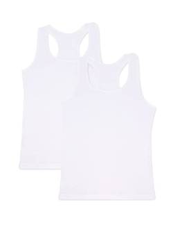 VEDATS 2er-Pack Damen Sportshirt Tank Top Racerback Unterhemd (XL, Weiß) von VEDATS