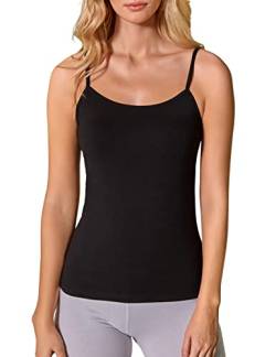 VEDATS 2er-Pack Damen Unterhemd Spaghettiträger Shirt Body Ärmellos (L, Schwarz) von VEDATS