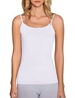 VEDATS 2er-Pack Damen Unterhemd Spaghettiträger Shirt Body Ärmellos (S, Weiß) von VEDATS