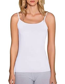 VEDATS 3er-Pack Damen Unterhemd Spaghettiträger Shirt Body Ärmellos (L, Weiß) von VEDATS