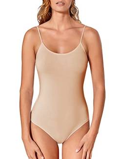 VEDATS Damen Body Spaghettiträger Top Unterhemd Bodysuit (S, Hautfarben) von VEDATS