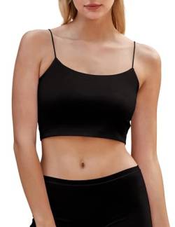 VEDATS Damen Crop Top Bustier Camisole Bralette Spaghettiträger (L/XL, Schwarz) von VEDATS