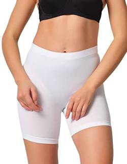 VEDATS Damen Kurze Leggings Shorts Tights Radlershorts Soft Polyamid (L, Weiß) von VEDATS