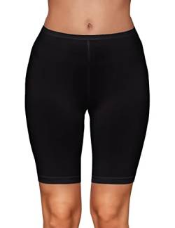 VEDATS Damen Kurze Leggings Tights Radlershorts Mid Waist (L, Schwarz) von VEDATS