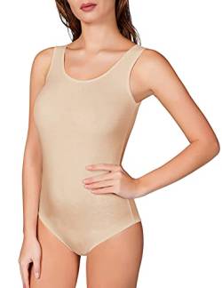 VEDATS Damen Modal Body Träger Top Unterhemd Achselhemd Bodysuit (M, Hautfarben) von VEDATS