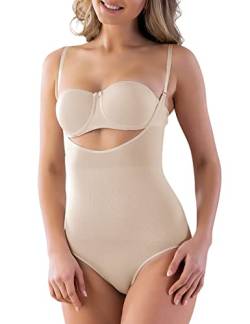 VEDATS Damen Shapewear Body Figurformend Miederbody Shaper Bauch-Weg Brustfrei (L, Hautfarben) von VEDATS