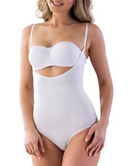 VEDATS Damen Shapewear Body Figurformend Miederbody Shaper Bauch-Weg Brustfrei (S, Weiß) von VEDATS