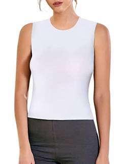 VEDATS Damen Unterhemd Vollachsel Tank Top Achselhemd Body (L, Weiß) von VEDATS