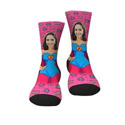 Lustige Socken mit Foto Gesicht Personalisiert Socken Unisex Erwachsene 32/36/41 Lässige Socken mit Ihr eignen Foto, bunten Farben und süße Herzen Funny Weihnachten Geschenk für Frauen Männer Freunde von VEELU