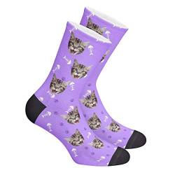 Personalisierte Foto Socken lustige lässige Socken Ich liebe meinen Hund/meine Katze Socken Lange, für Erwachsene Damen Herren Mädchen, Socken mit Foto, besonderes Geschenk für Frauen Männer Freunde von VEELU