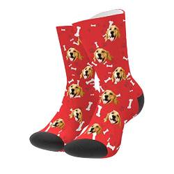 Personalisierte Foto Socken lustige lässige Socken Ich liebe meinen Hund/meine Katze Socken Lange, für Erwachsene Damen Herren Mädchen, Socken mit Foto, besonderes Geschenk für Frauen Männer Freunde von VEELU