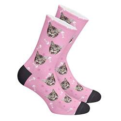 Personalisierte Foto Socken lustige lässige Socken Ich liebe meinen Hund/meine Katze Socken Lange, für Erwachsene Damen Herren Mädchen, Socken mit Foto, besonderes Geschenk für Frauen Männer Freunde von VEELU