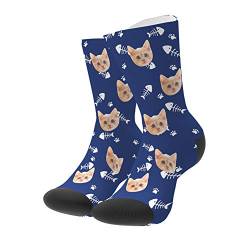 Personalisierte Foto Socken lustige lässige Socken Ich liebe meinen Hund/meine Katze Socken Lange, für Erwachsene Damen Herren Mädchen, Socken mit Foto, besonderes Geschenk für Frauen Männer Freunde von VEELU