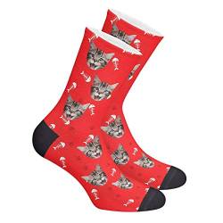 Personalisierte Foto Socken lustige lässige Socken Ich liebe meinen Hund/meine Katze Socken Lange, für Erwachsene Damen Herren Mädchen, Socken mit Foto, besonderes Geschenk für Frauen Männer Freunde von VEELU