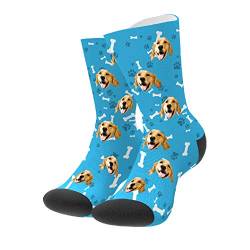 Personalisierte Foto Socken lustige lässige Socken Ich liebe meinen Hund/meine Katze Socken Lange, für Erwachsene Damen Herren Mädchen, Socken mit Foto, besonderes Geschenk für Frauen Männer Freunde von VEELU