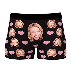 VEELU Personalisiert Unterhose Unterwäsche für Herren Unterhose Wäsche mit Bilder Foto Funny Gesicht Multi Farbe wählbar atmungsaktiv Boxershorts Lustiges Geschenk für Männer Freund Valentinstag von VEELU