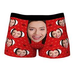 VEELU Personalisierte Boxershorts für Heeren mit Eigenem Foto Multi-Farbe wählbar Baumwolle Weich Bedrucken Männer-Unterhose Lustiges Geschenk für Men Männer Freund Valentinstag Geburtstag Weihnachten von VEELU