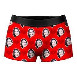 VEELU Personalisierte Unterhose Männer Boxershorts mit Gesicht Foto Bedrucken lustig Personalisierte Geschenke Herren Geschenk für Ehemann Weihnachten Valentinstag von VEELU