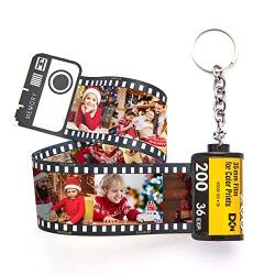 VEELU Personalisierter Schlüsselanhänger Schlüsselbund mit 20 Fotos Bilder Kamera Kodak Filmrollen Anhänger Geschenk zum Geburtstag Weihnachten für Familien von VEELU