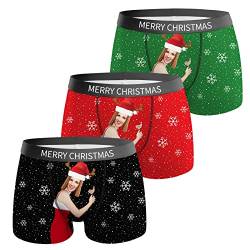 VEELU Unterhose Personalisiert Herren Freundin Boxershorts mit Gesicht Foto lustig Personalisierte Geschenke Männer Geschenk für Ehemann Weihnachten Valentinstag M von VEELU