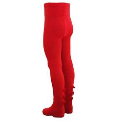 VEGATEKSA Kinder-Strumpfhose für Mädchen mit Satin Band, aus Gekämmter Baumwolle, Verstellbare Taille, Rot (110-116cm) von VEGATEKSA