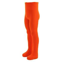 VEGATEKSA Strumpfhose für Jungen und Mädchen, aus Gekämmter Baumwolle, Made in EU, Verstellbare Taille, UNI Glatt in Orange (122-128cm) von VEGATEKSA