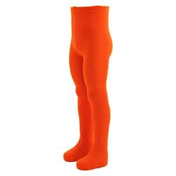 VEGATEKSA Strumpfhose für Jungen und Mädchen, aus Gekämmter Baumwolle, Made in EU, Verstellbare Taille, UNI Glatt in Orange (158-164cm) von VEGATEKSA