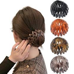 VEGCOO 4 Vintage Vogelnest Haarklammern Vogelnest Haarband Vogelnest Haarspange Haar Klammern Erweiterbarer Große Haarclips für Mädchen Damen (Orange) von VEGCOO