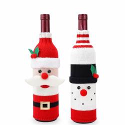 VEIYI Weihnachten Weinbeutel Weinflaschen Taschen, Weihnachtsmann Weinflasche Abdeckung, Schneemann Rotwein Taschen für Weihnachtsdeko (2 Stück Weihnachten Weinflaschen Taschen) von VEIYI
