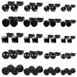 20 Paar Edelstahl Ohrringe für Damen Herren Hypoallergen Schwarz Ohrringe Runde Knorpel Piercing Ohrstecker Set Klein Edelstahl Ohrstecker Herren Schmuck 3/4/5/6MM von VELESAY