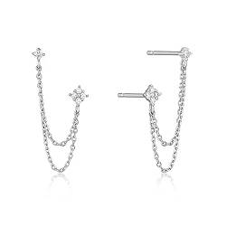 925 Sterling Silber Bar Tropfen Ohrringe mit Kette für Frauen Damen Cubic Zirkonia Ohrringe Hypoallergene 925 Silber Ohrringe Damen von VELESAY