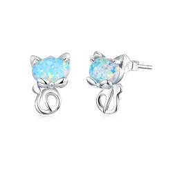 925 Sterling Silber Ohrstecker für Damen Mädchen Katze Zirkonia Ohrringe Silber 925 Damen Katze Ohrstecker Hypoallergen von VELESAY