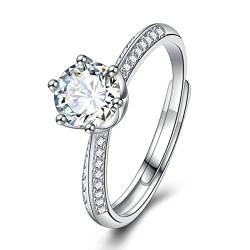 925 Sterling Silber Verstellbare Damen Ring Frauen Zirkonia Ring Eheringe Verlobungsring Ewigkeitsring Offener Minimalistisch Ring Damen 925 Sterling Silber Verlobungsring Damen Ring Schmuck Geschenk von VELESAY