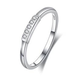 Ring Silber 925 für Damen Minimalistisch Zirkonia Ring Frauen Silberringe Eternity Promise Ring Eheringe Verlobungsring Ewigkeitsring Ringe Damen 925 Sterling Silber Verlobungsring Damen Ring von VELESAY