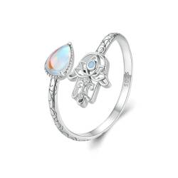 VELESAY 925 Silber Opal Ringe für Damen Frauen Verstellbar Zirkonia Schmetterling Ring Eheringe Verlobungsring Ewigkeitsring Offener Schmetterling Opal Ring von VELESAY