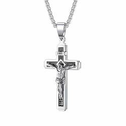 VELESAY Edelstahl Kreuz Kette für Herren Damen Jesus Kruzifix Anhänger Halskette Silber Gold Kreuz Kette Schmuck Kreuz Halskette Herren Edelstahl Kette von VELESAY