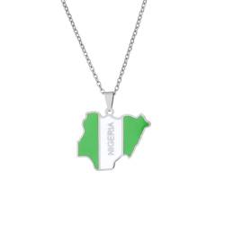VELUNE Halskette Anhänger Afrika-Nigeria-Karte-Halskette für Männer und Frauen, Öltropfen-Anhänger, trendiges Zubehör Geschenk von VELUNE